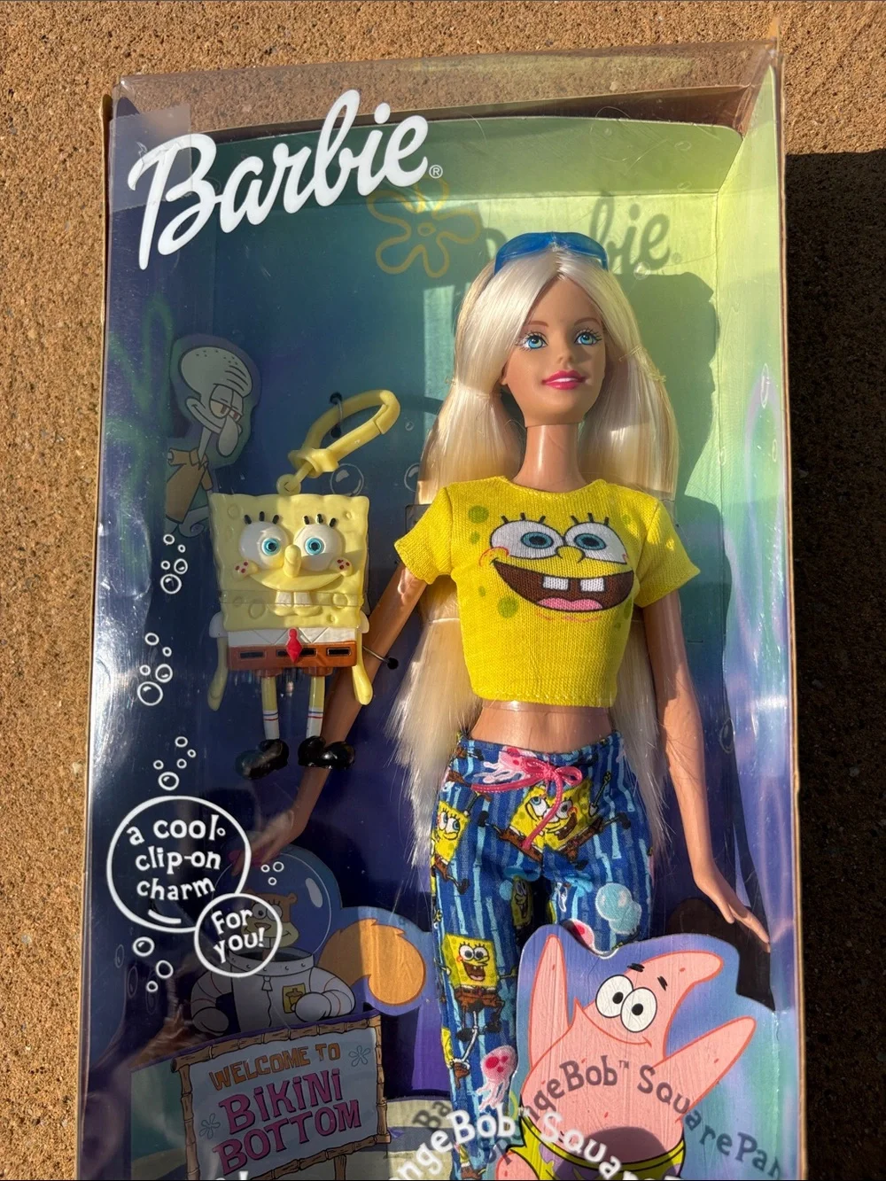 New 2002 Mattel & Nickelodeon Barbie Loves SpongeBob SquarePants Doll w/ Clip-on